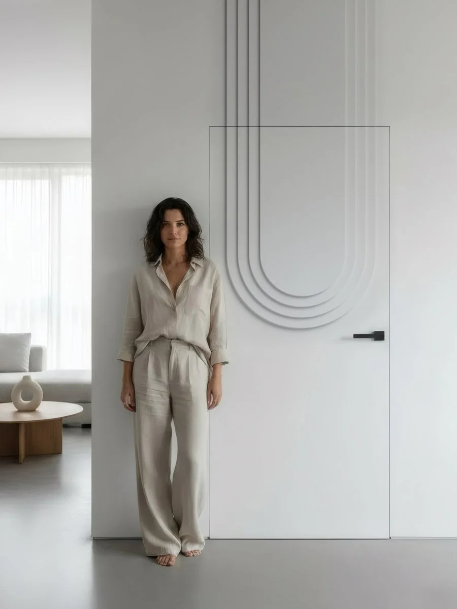 The Element collection — a light interior with the “U” motif and a figure for scale