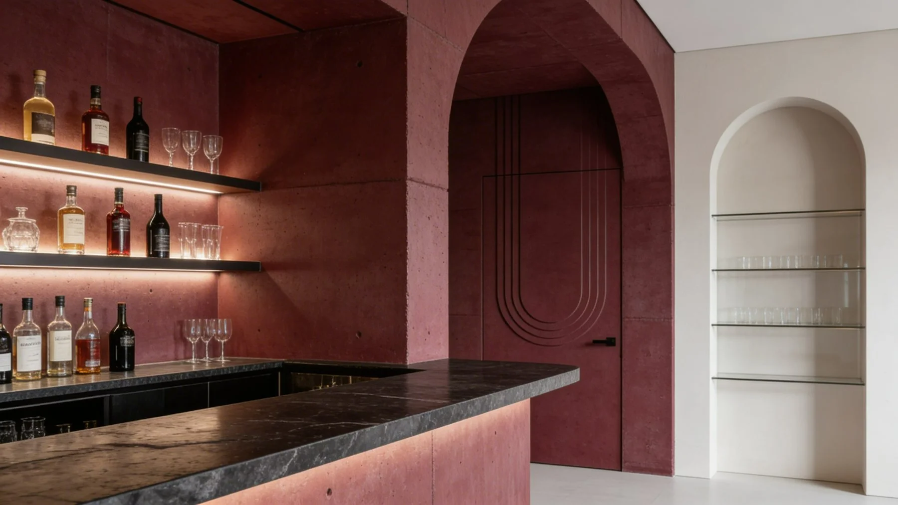 Bar domowy z drzwiami Element w czerwieni