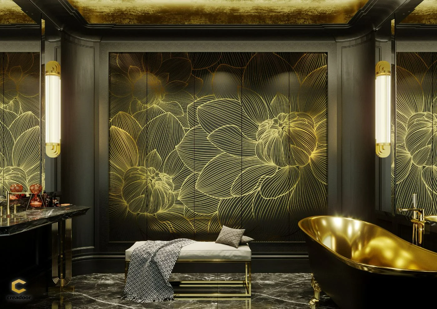 Project — 3D graphics, florals, Parisian bedroom